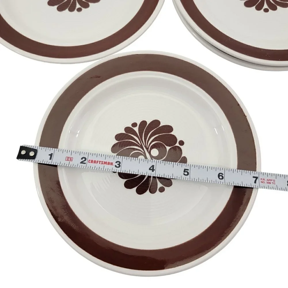 Vtg Egersund Norway TANA Brown Retro Appetizer Dessert Bread & Plates – Set of 4